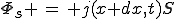 \Phi_{s} \,=\, j(x+dx,t)S