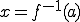x=f^{-1}(a)